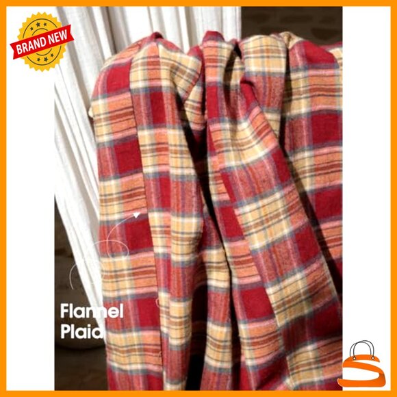 Flannel Plaid Maxi Skirt High Waist A-Line Pleated with Pockets Women's - Picture 5 of 7